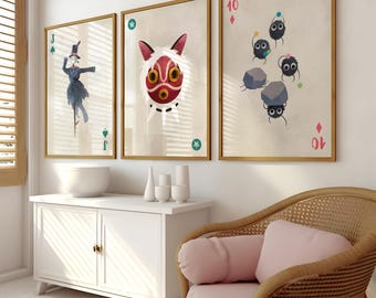Studio Ghibli Playing Card Poster Set: Miyazaki Anime Art