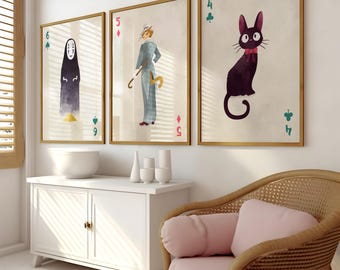 Studio Ghibli Playing Card Poster Set: Miyazaki Anime Art