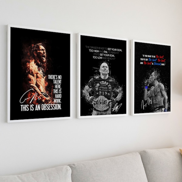 UFC Poster Conor McGregor Georges St Pierre Max Holloway MMA Poster Motivational Poster Sports Bedroom Poster Boxing Poster