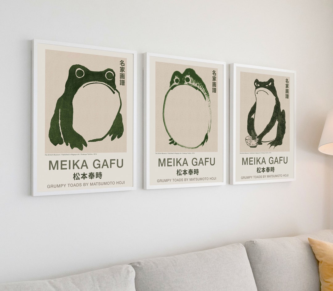 Japanese Frog Matsumoto Hoji Toad Set of 3 Woodblock Art Print Wabi ...