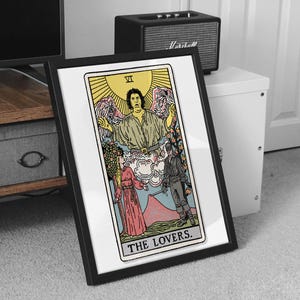The Lovers Poster Tarot ingelijste print The Lovers Tarot Card poster Tarotkaart print Lovers art print