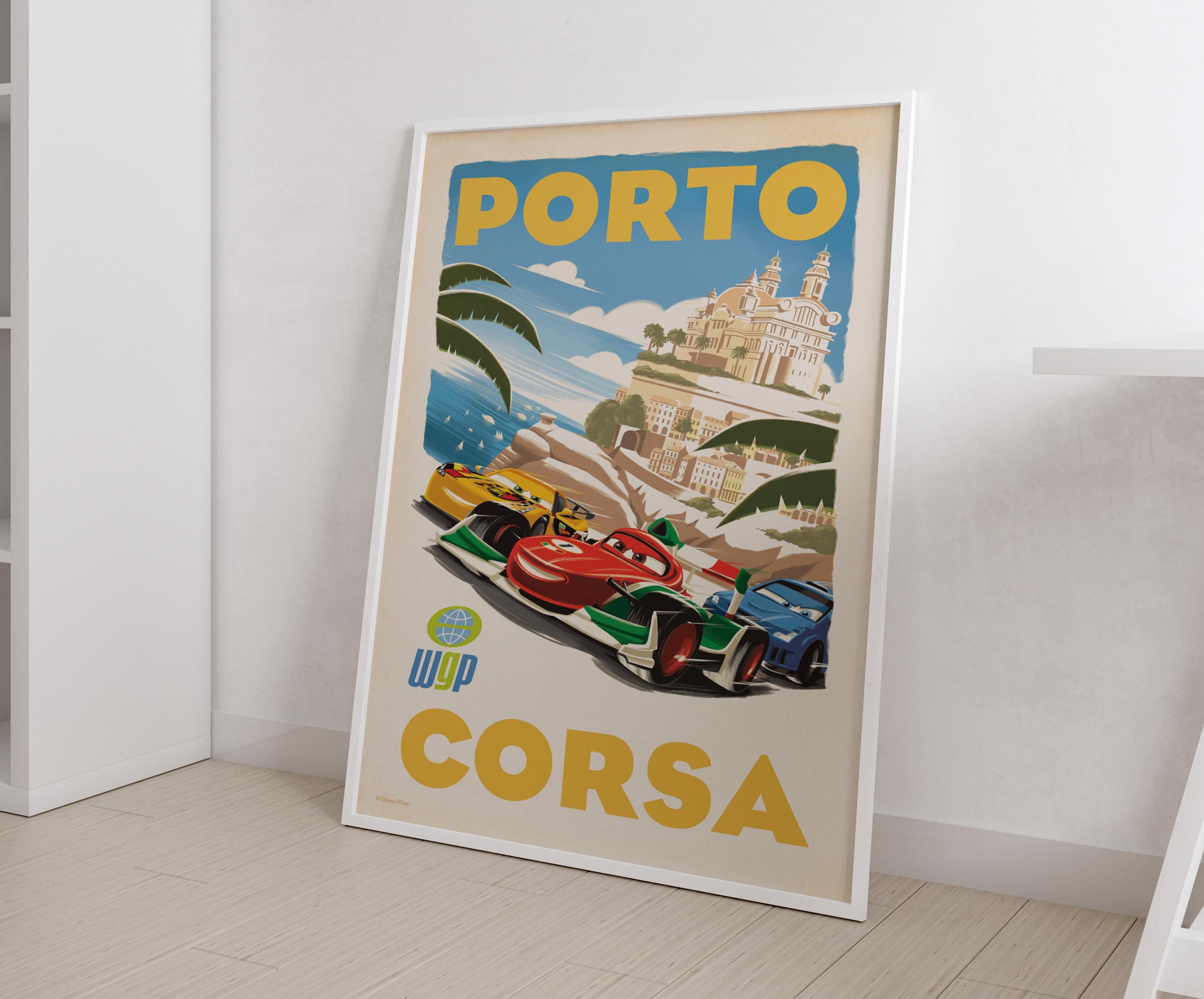 Cars Movie Poster: Porto Corsa Animation Art Print - Etsy