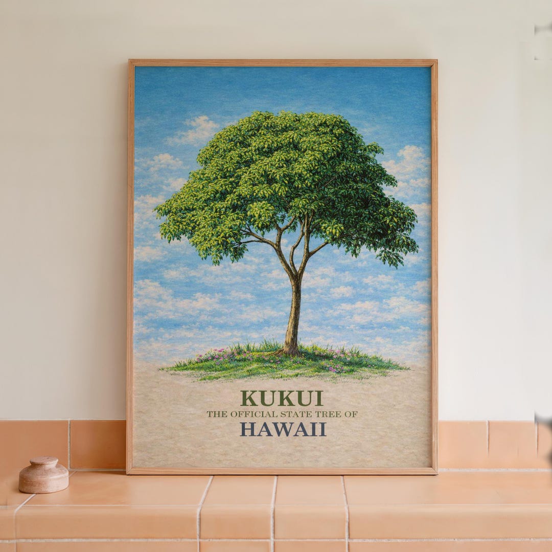 Hawaii State Tree Kukui Botanical Print Wall Art - Etsy