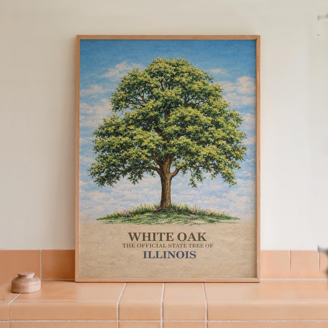 Illinois State Tree White Oak Botanical Print Wall Art - Etsy