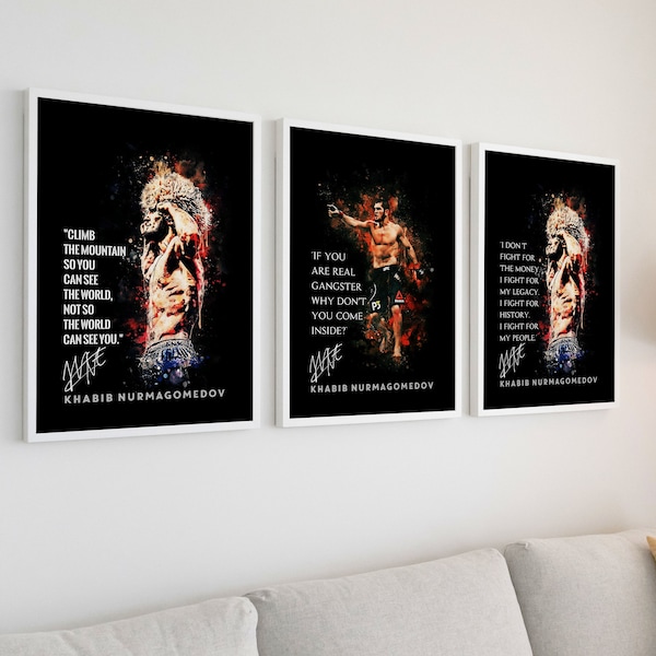 Affiche de l'UFC, Khabib Nurmagomedov, affiche de MMA, affiche de motivation, affiche de chambre de sport, affiche de boxe, décoration de l'homme des cavernes, souvenirs de l'UFC