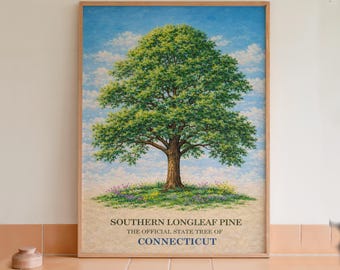Arte mural con lámina botánica del acebo americano, árbol estatal de Delaware.