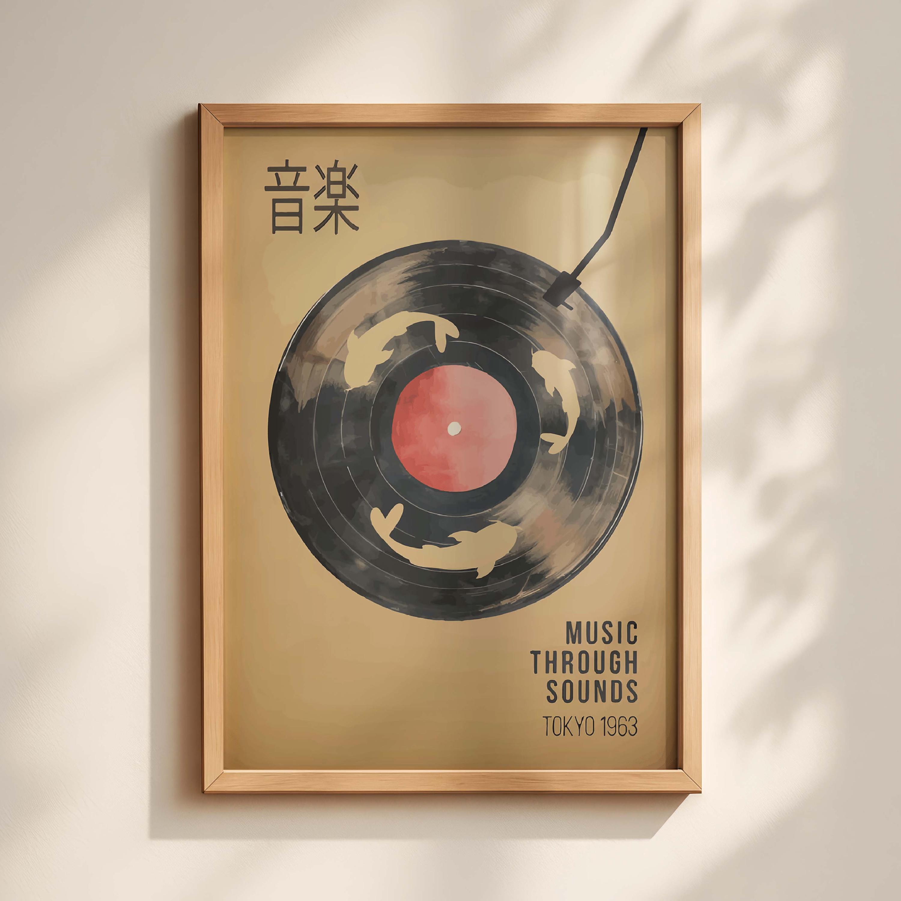 Japanese Vinyl Record Poster Vintage Music Wall Art Japandi Music Print ...