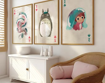 Studio Ghibli Playing Card Poster Set: Miyazaki Anime Art