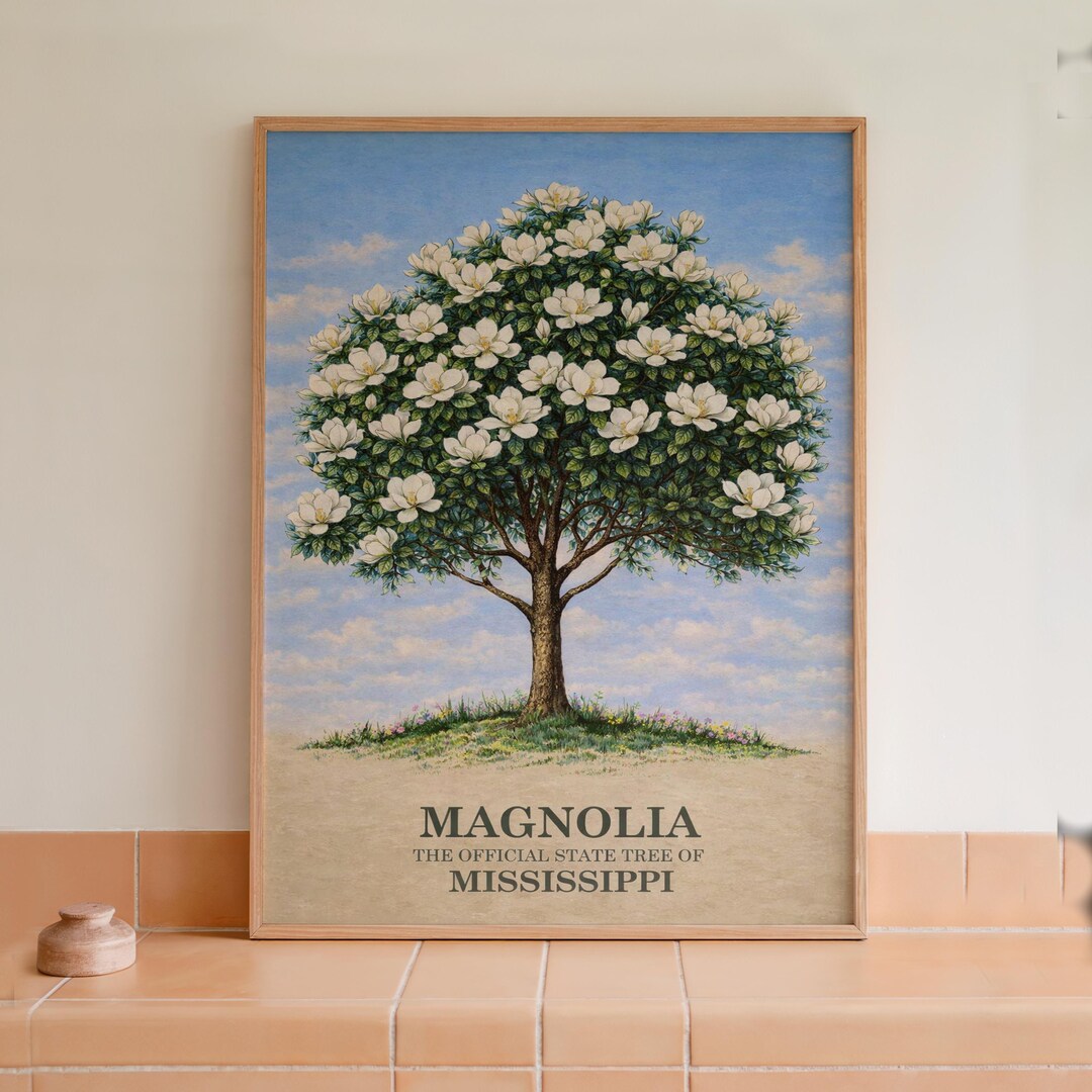 Mississippi State Tree Magnolia Botanical Print Wall Art - Etsy