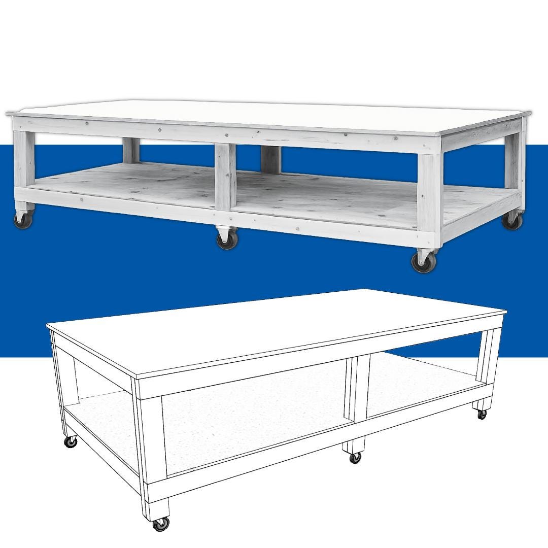 4x8 Garage Work Table DIY Plans | Simple Woodworking (PDF Download