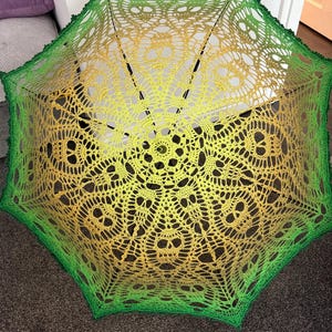 crocheted skull umbrella