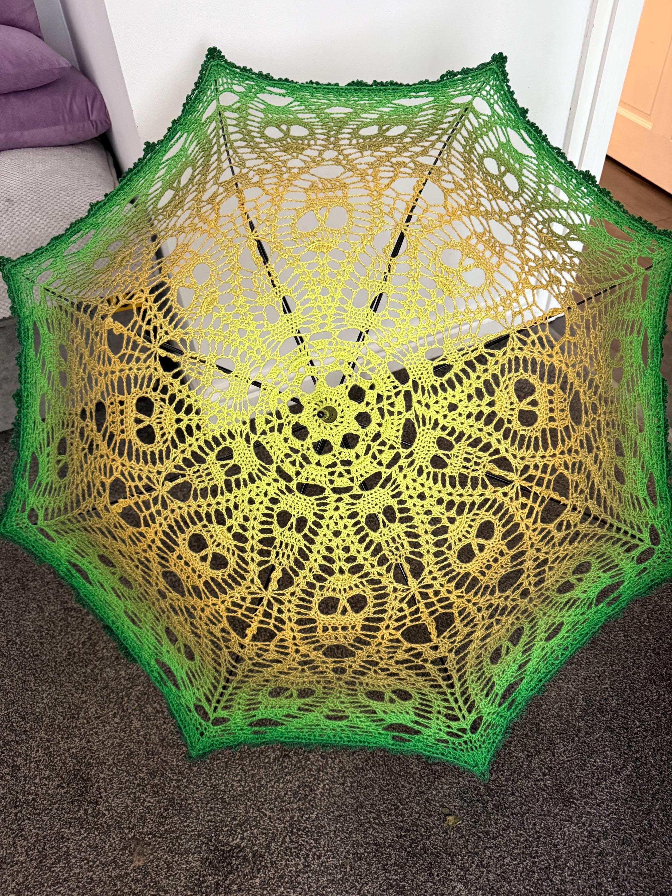 crocheted skull umbrella