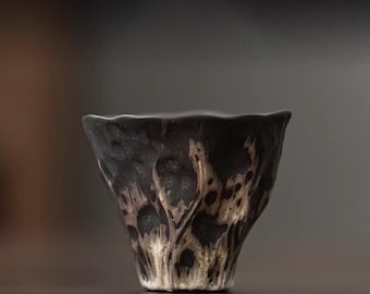 High-end black pottery handmade ceramic tea cup