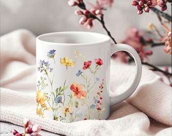 Wildflower Cottagecore Mug: Vintage Floral Coffee Cup