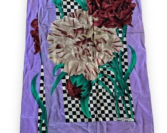 Szalik VtgPurple Adrienne Vittadini w kolorze żółtym, czerwonym, z motywem winnym, prostokątny, 15” X 62”