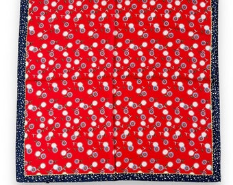 Red And Macey Blue Scarf 27" X 27" Women Scarve Boho Flowers