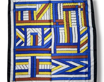 Blue Head Scarf Geometry 35 X 35 Boho Hair Scarf Neck Scarf Gift