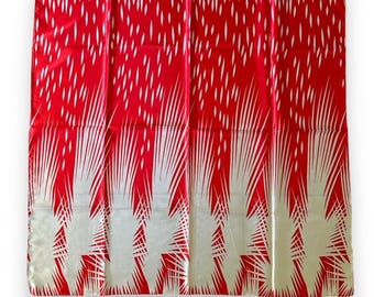 Red Scarf With White Geometric 35" X 35" Women Headscarf Scarve