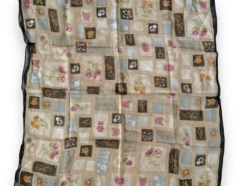 Vtg Talbots Brown Square Scarf 18.5" X 19" Square Women Scarve Unisex