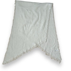 przez Anthropologie Biały prostokątny szalik 90" x 25" Szalik Vintage zdjęcie 4