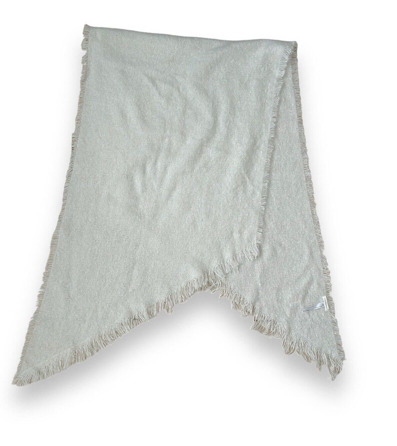 przez Anthropologie Biały prostokątny szalik 90" x 25" Szalik Vintage zdjęcie 4