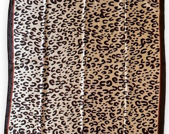 Beige Felidae Wild Scarf With Unisex Vtg Headscarf Tied 35" X 35" Square Scarve Leopard