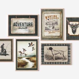 Angeln Jagd Wald Wand Kunst Hirsch und Ente Natur Themen Drucke Jungen Zimmer Abenteuer erwartet Jagd Hund Natur Wild Life Jungen Drucke