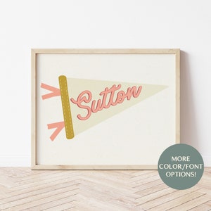 Printable Pennant Flag, Personalized Name Wall Art, Custom Name, Playroom Wall Decor, Kids Wall Art, Modern Boho Nursery Decor, Name Pennant