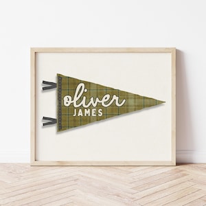 Custom Name Pennant Flag Personalized Pennant Banner Baby Shower Birthday Gift Boho Boys Room Decor Minimal Wall Art Baby Name Banner Print