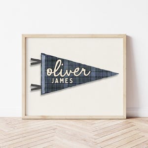 Banderín con nombre personalizado, banderín personalizado, regalo de cumpleaños para baby shower, decoración de habitación de niños estilo bohemio, arte de pared minimalista, impresión de banderín con nombre de bebé