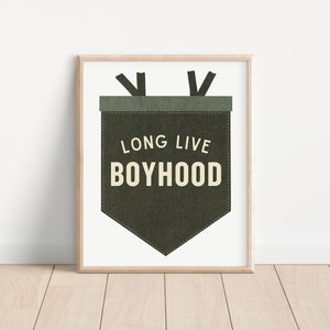 Long Live Boyhood, Digital Download, Boy Boho Decor, Nursery Wall Art, Neutral Boy Wall Art, Pennant Poster, Printable, Playroom Wall Art