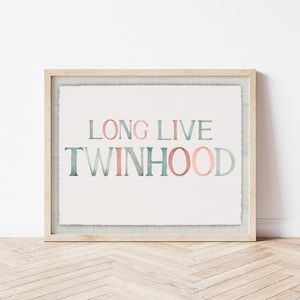 Arte de pared para guardería de gemelos, decoración neutra, pancarta para bebé, hermano, hermana, hermanos, letrero con cita &quot;Viva la gemelaridad&quot; para regalo de baby shower de niño y niña gemelos