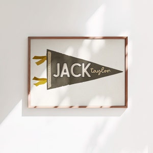 Afdrukbare wimpel, gepersonaliseerde naam kunst aan de muur, aangepaste naam, speelkamer muur decor, kinderkunst aan de muur, moderne boho kinderkamer decor, naam wimpel