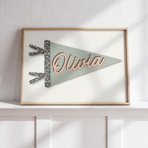Printable Pennant Flag, Personalized Name Wall Art, Custom Name, Playroom Wall Decor, Kids Wall Art, Modern Boho Nursery Decor, Name Pennant