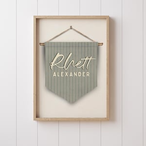 Custom Name Pennant Flag Personalized Pennant Banner Baby Shower Birthday Gift Boho Boys Room Decor Minimal Wall Art Baby Name Banner Print
