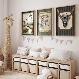 Fishing Hunting Woodland Wall Art Deer and Duck Nature Themed Prints Boys Room Adventure Awaits Hunting Dog Nature Wild Life Boys Prints image 2
