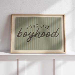 Long Live Boyhood Printable Boho Toddler Boys Kids Room Decor Minimalist Blue Neutral Nursery Decor Playroom Boho Wall Hanging Striped Art