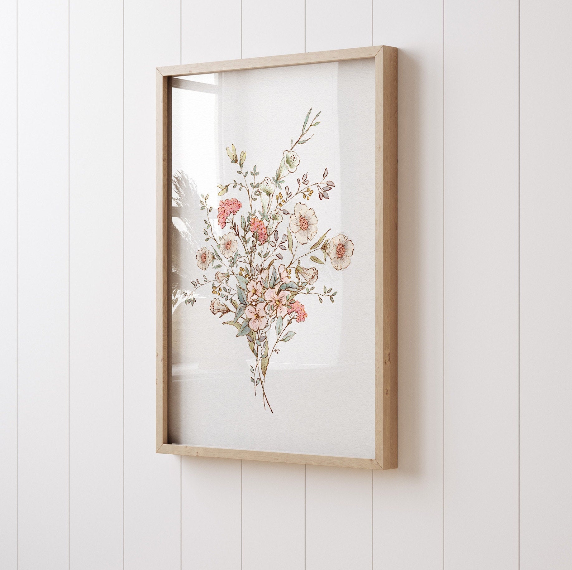Girls Set of 3 Blush Pink Wall Art Nursery Prints Custom Floral Name ...