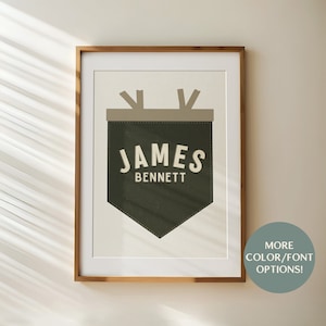 Custom Name Pennant, Name Pennant Banner, Personalized Wall Art, Playroom Wall Decor, Kids Wall Art, Modern Boho Nursery Decor, Pennant Flag