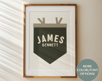 Custom Name Pennant, Name Pennant Banner, Personalized Wall Art, Playroom Wall Decor, Kids Wall Art, Modern Boho Nursery Decor, Pennant Flag