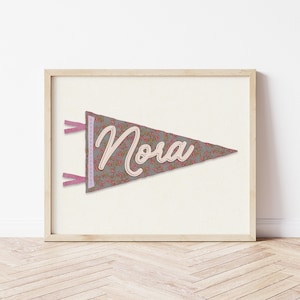 Custom Name Pennant Flag Personalized Pennant Banner Baby Shower Birthday Gift Boho Girls Room Decor Minimal Wall Art Baby Name Banner Print