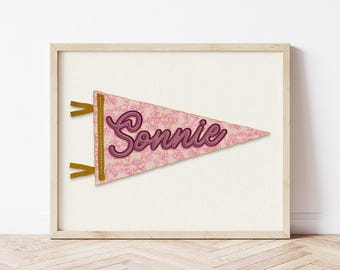 Custom Name Pennant Flag Personalized Pennant Banner Baby Shower Birthday Gift Boho Girls Room Decor Minimal Wall Art Baby Name Banner Print