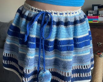 Blue crochet skater / mini skirt