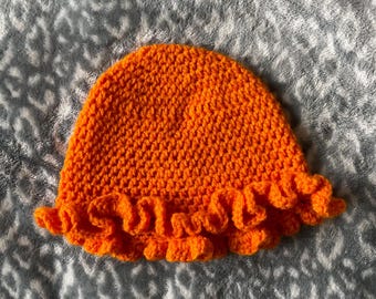 Orange bucket hat / ruffle hat