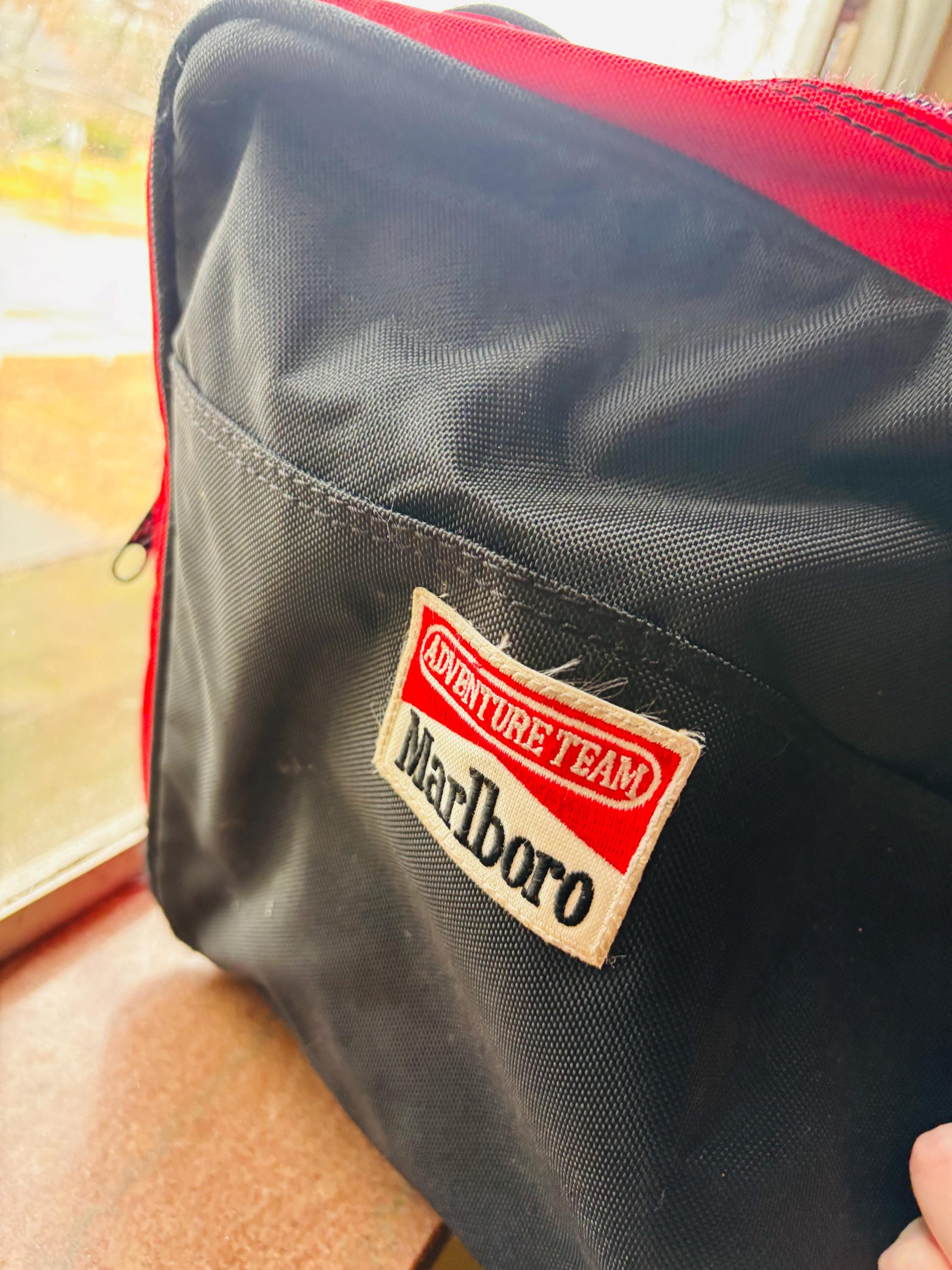 Vintage 90s Marlboro Adventure Team Duffel Bag — Extra Large Red