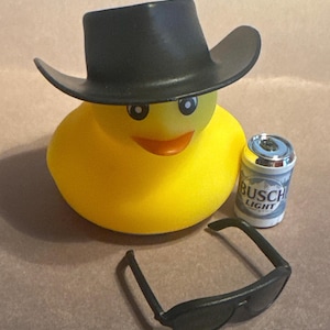 Beer Drinking Rubber Duck: Car Dashboard Ornament