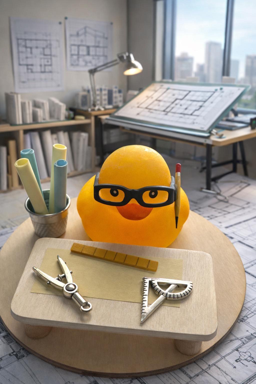 Architect Rubber Duck: A Blueprint-inspired Duck for Architects