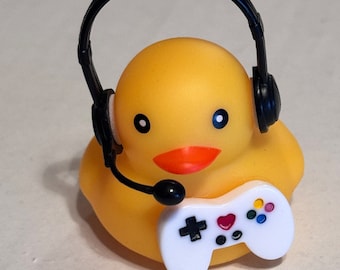 Gamer duck with headset, Dashboard duck yellow themed rubber duck, gaming console, gamer gift, streaming, online, gifts for him,