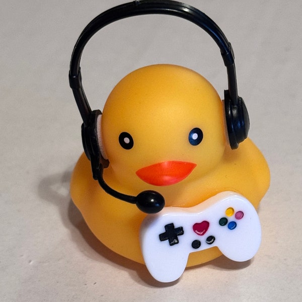 Gamer duck with headset, Dashboard duck yellow themed rubber duck, gaming console, gamer gift, streaming, online, gifts for him,