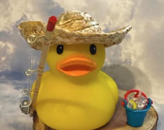 Fishing Rubber Duck with Bucket - Gifts for your favorite fishing person!